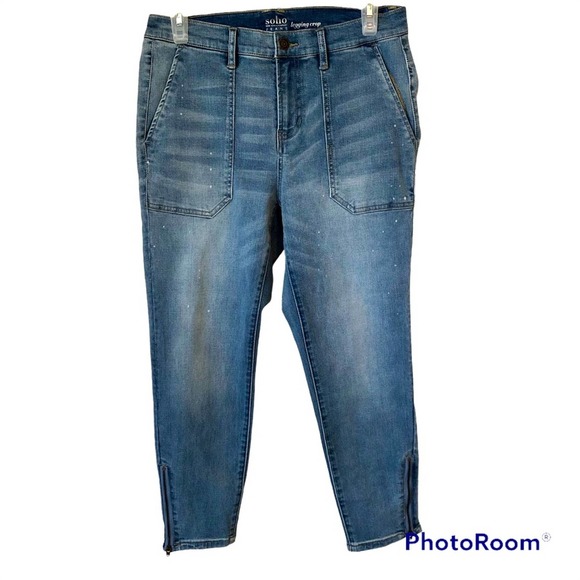 Soho Denim - Soho High Rise Crop Jeans Woman’s Size 10 Distressed Tapered Zipper